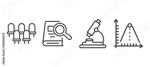 set of education thin line icons. education outline icons included grandstand, book and magnifier, biology microscope, ballistic vector.