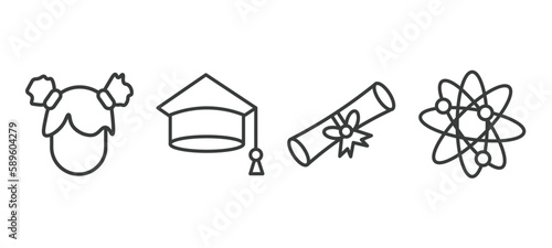 set of education thin line icons. education outline icons included kid  college graduation  graduation diploma  photon vector.