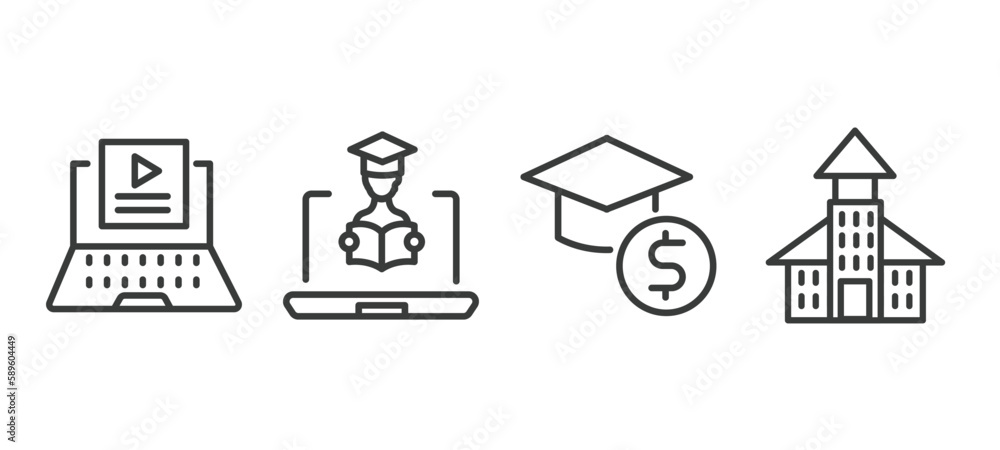 set of distance learning thin line icons. distance learning outline icons included video tutorials, online education, business education, daycare center vector. set of distance learning thin line icons. distance learning outline icons included video tutorials, online education, business education, daycare center vector.