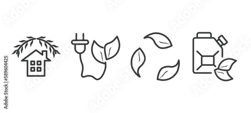 set of ecology thin line icons. ecology outline icons included ecological house, eco energy, recycling, eco fuel vector.