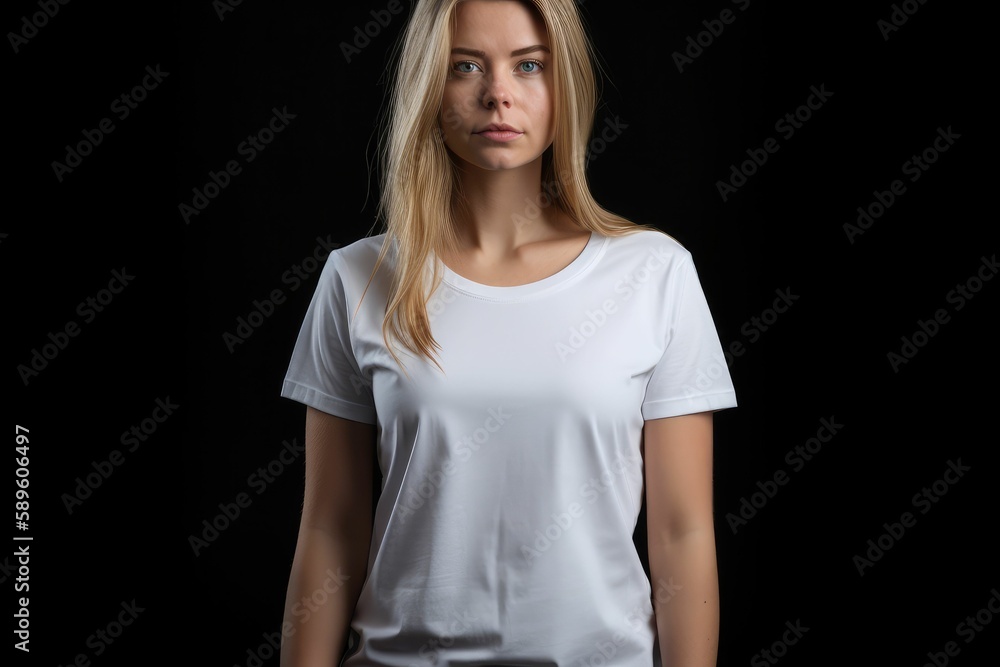 Fototapeta premium Women wearing White t-shirt mockups. Generative AI.