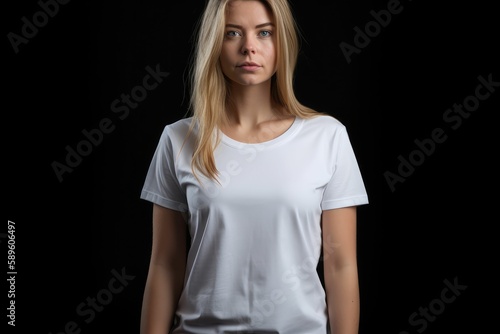 Women wearing White t-shirt mockups. Generative AI. © Arc