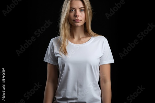 Women wearing White t-shirt mockups. Generative AI.