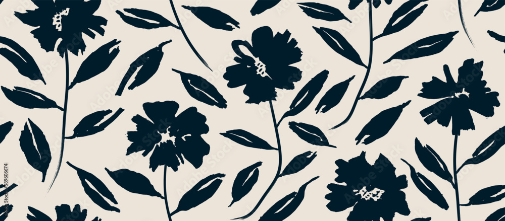 flowers hand drawn seamless pattern. ink brush texture.
flowers hand drawn seamless pattern. ink brush texture.