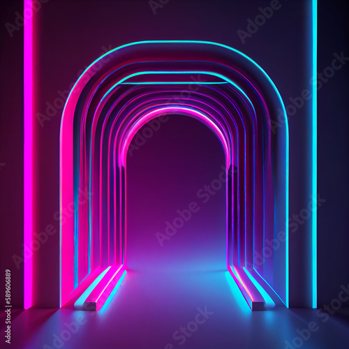 Glowing neon lines on dark background