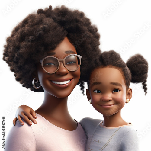 A cartoon image of a mother and daughter