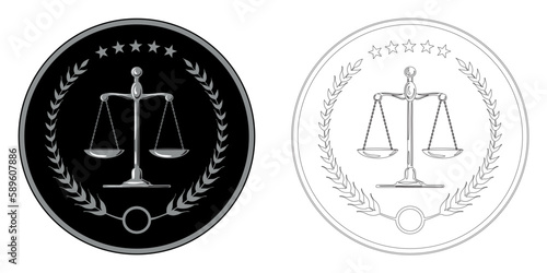 Wallpaper Mural Luxury silver logo. Court, justice, scales, laurel wreath. Judicial icon in vector. Scales of justice.  The symbol of the balance of the law. Scales in a flat design. Gold balance Torontodigital.ca