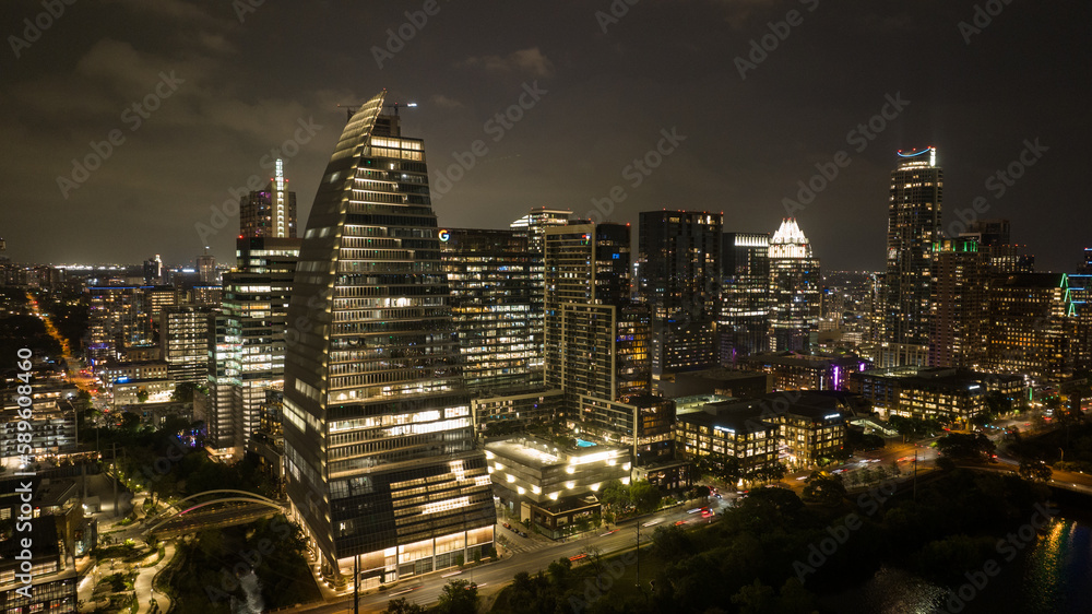 Austin, Texas Aerial Photo at Night 2 Austin, Texas Aerial Photo at Night 2