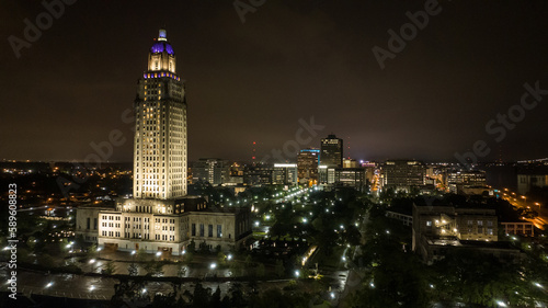 Drone Photo Louisiana State Capitol in Baton Rouge