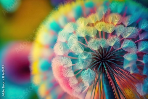Dandelion  Colorful pastel background  Vivid color abstract art  Ai generated 