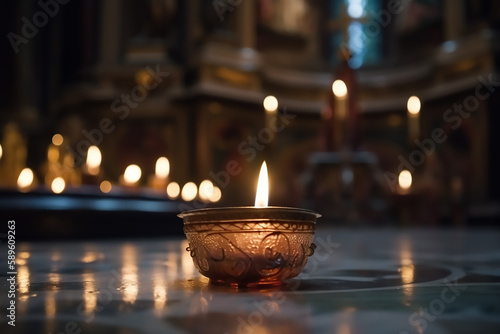 Closeup on the candles in the Church