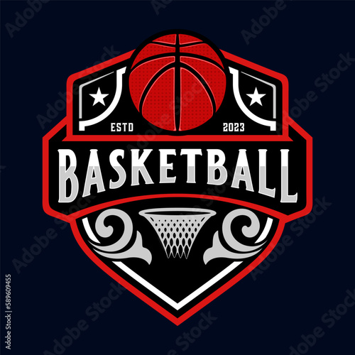basketball sport logo. with ornaments vintage style. perfect for basketball teams