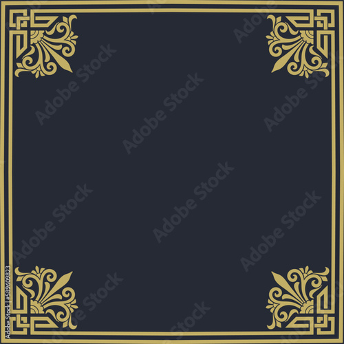 A black background with a gold border