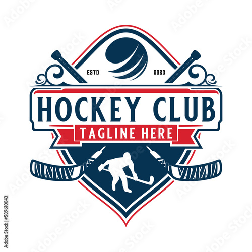 hockey sport logo. with vintage style ornaments. perfect for hockey teams