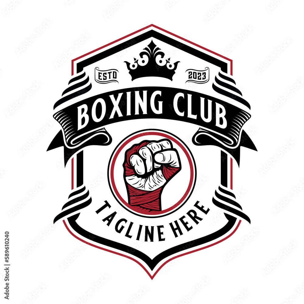 boxing sport logo. with vintage style ornaments. perfect for boxing sport
