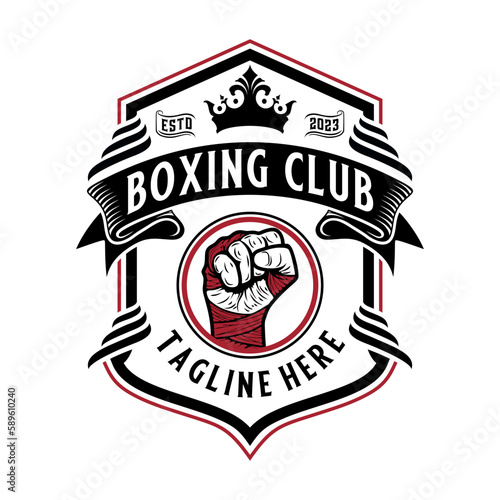 boxing sport logo. with vintage style ornaments. perfect for boxing sport