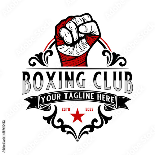 boxing sport logo. with vintage style ornaments. perfect for boxing sport