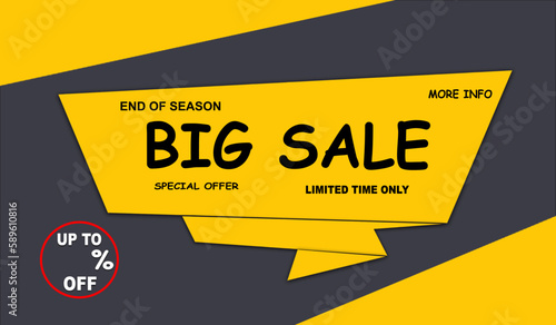 Big Sale,any type of percentage customize offer banner,Sale banner template design with geometric background , Big sale special offer up to__% off. Super Sale, end of season special offer banner. 