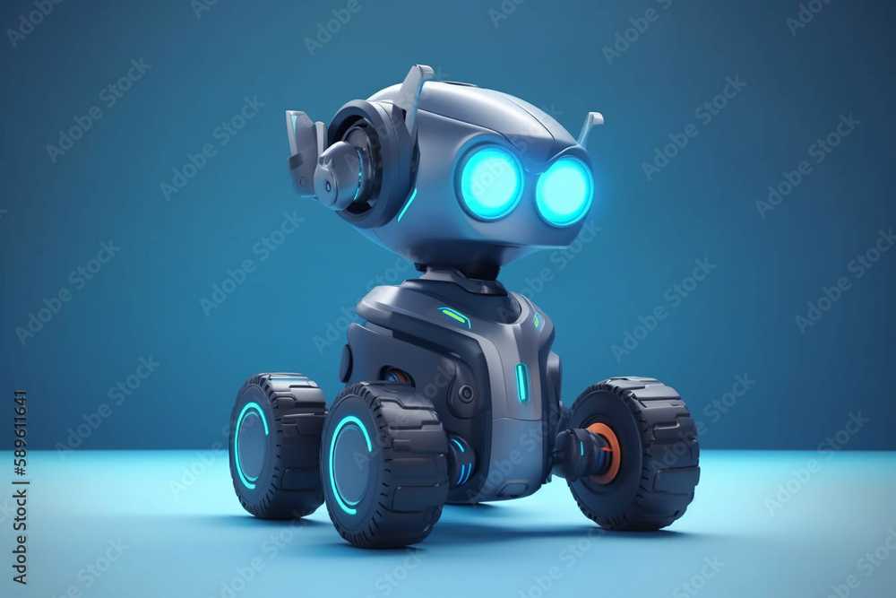 3d render of cute little robot with two big eyes. 3d render of cute little robot with two big eyes.