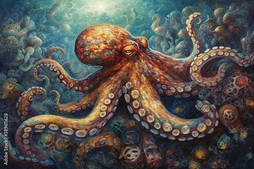 Under the sea, octopus, alien creatures