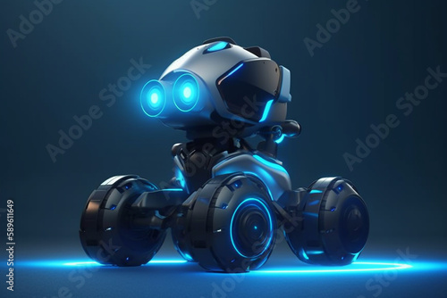 3d render of cute little robot with two big eyes. © AlexaSokol83