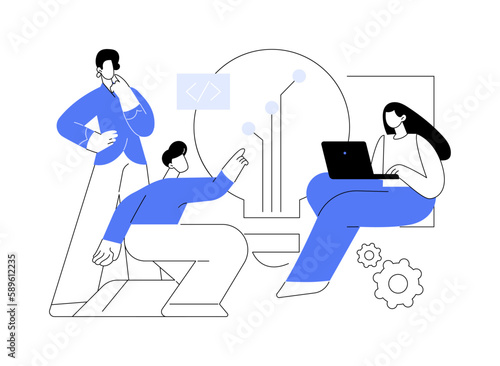 Brainstorming with a team abstract concept vector illustration.