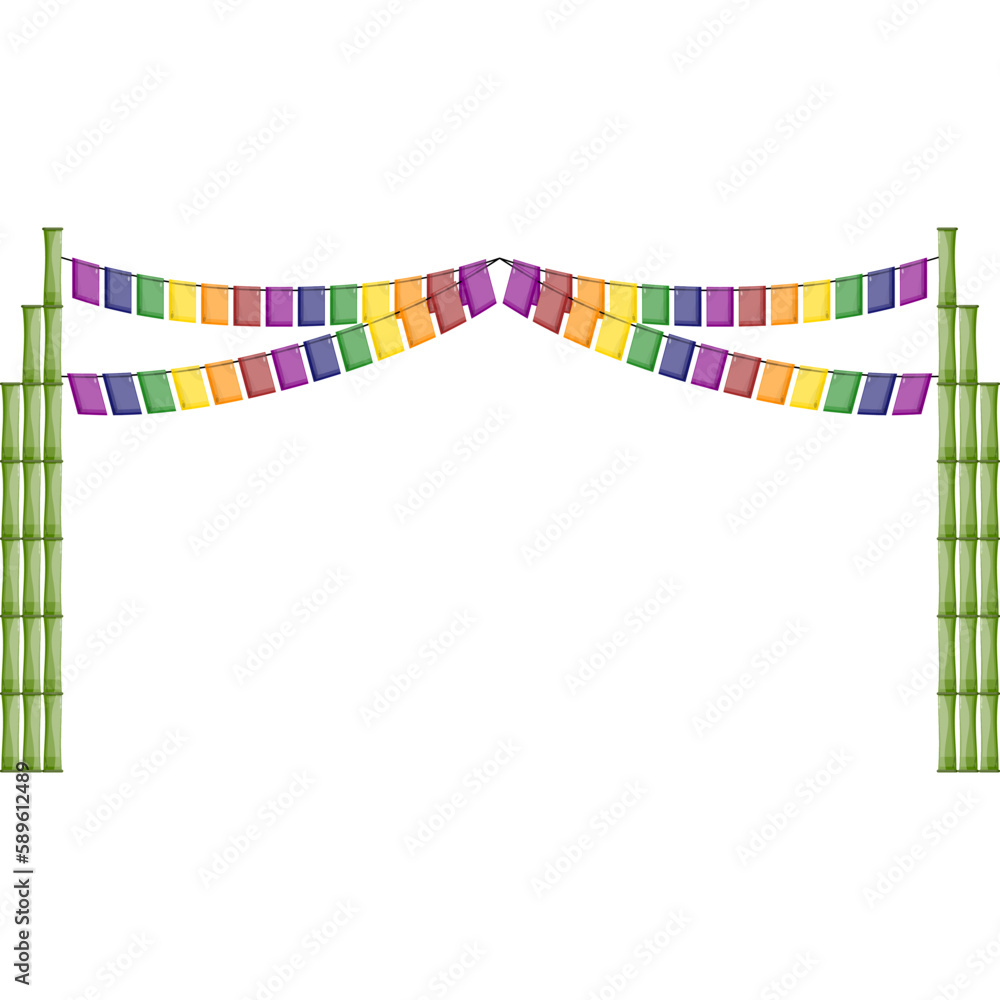 Obraz premium vector bamboo pole party flag