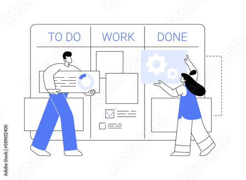 Kanban board abstract concept vector illustration.