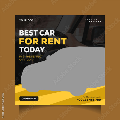 Car rental promotion social media post banner template
