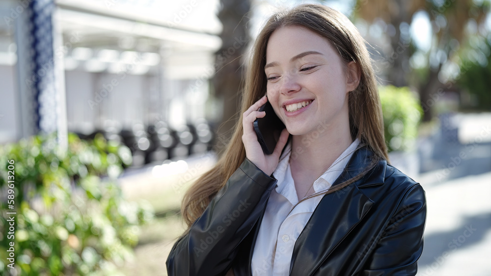 Young blonde woman smiling confident talking on the smartphone at park Young blonde woman smiling confident talking on the smartphone at park