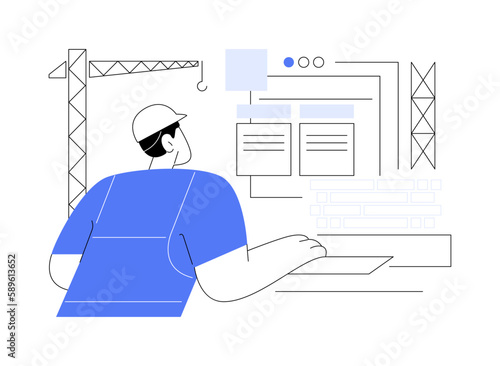 Construction management software abstract concept vector illustration.