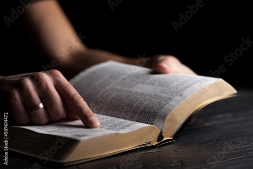 Person reading the Bible, Religion concept