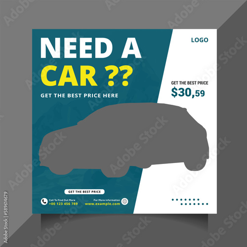 Car rental promotion social media post banner template

