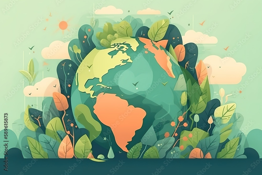 Earth Day Eco friendly ecology concept Flat Vector illustration Earth ...