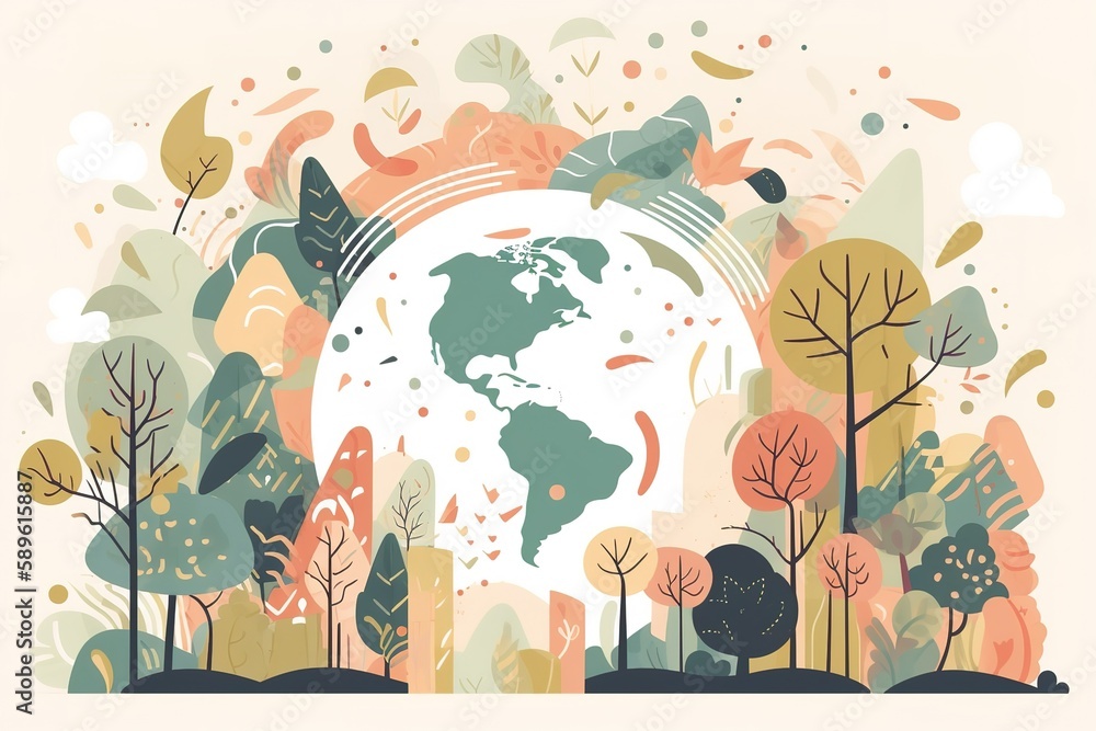 Earth Day Eco friendly ecology concept Flat Vector illustration Earth ...