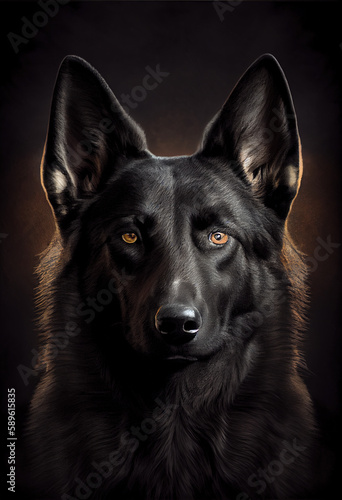 Black German Shepherd print. AI render. © writerfantast