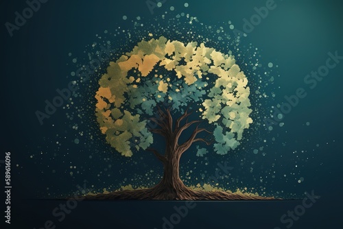 Earth Day illustration A tree growing in the shape of a world globe earth Tree shaped World map Happy Earth Day Earth day Concept. Generative AI © Create image