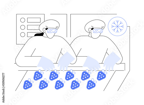 Frozen fruits production abstract concept vector illustration.