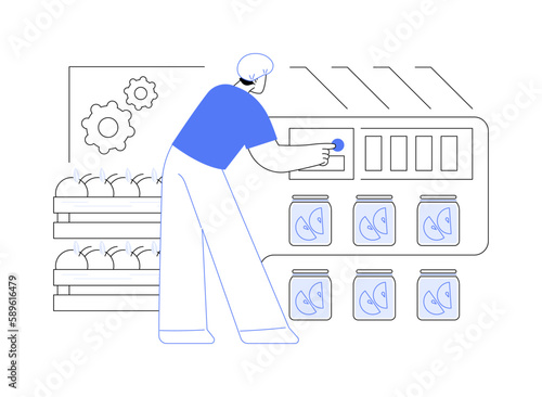 Canned vegetables production abstract concept vector illustration.