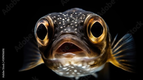 Fish with wide open mouth and big eyes. Generative AI