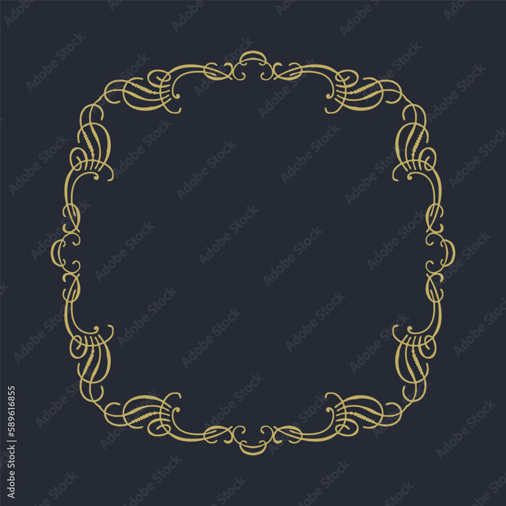 A gold frame on a dark background A gold frame on a dark background