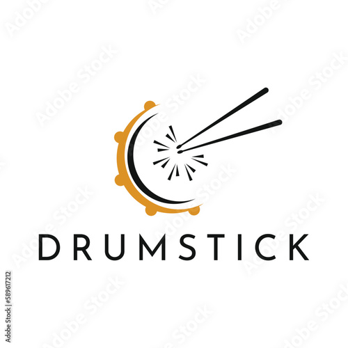 drum and stick modern logo design template