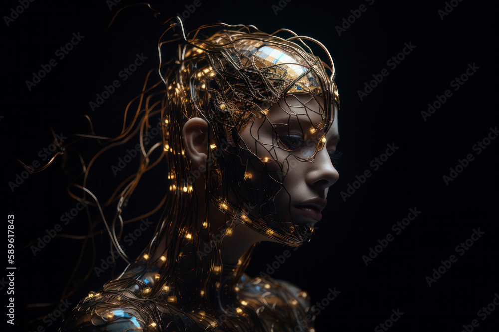 Futuristic Digital Portrait of Advanced Artificial Intelligence Futuristic Digital Portrait of Advanced Artificial Intelligence