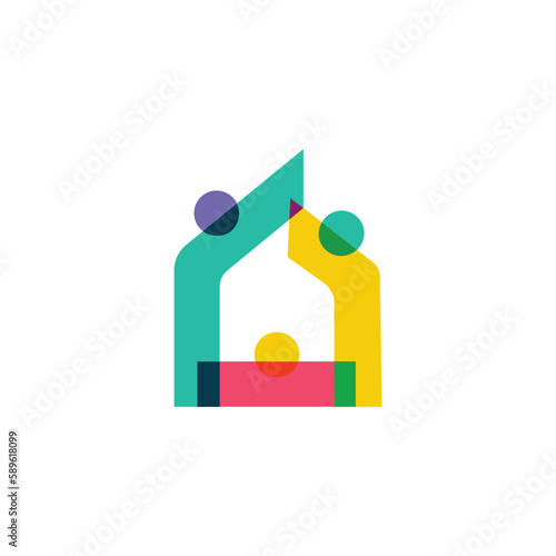 house home people human team work family logo vector icon illustration