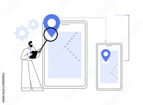 Cross-device tracking abstract concept vector illustration.
