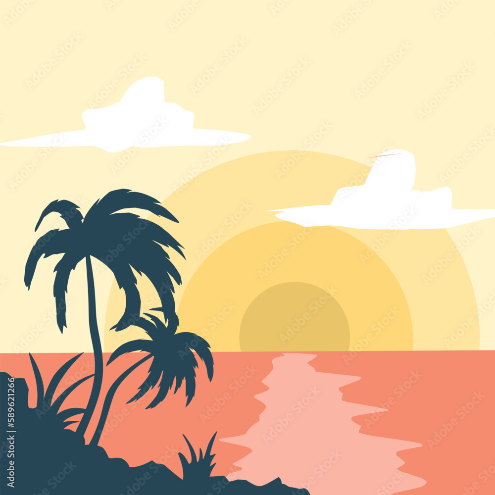 beach scene illustration design