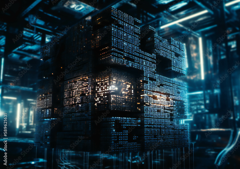 Cubo-Futuristic Digital Codes in a Mysterious Cyber World (AI Generated)