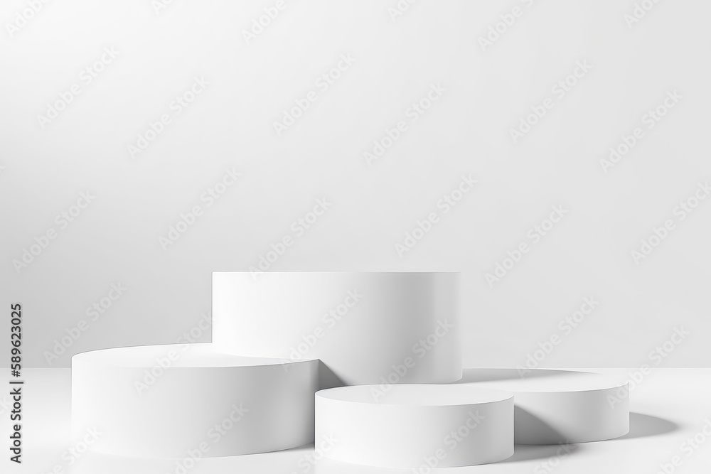 White empty podium for your product showcase. Generative AI. White empty podium for your product showcase. Generative AI.
