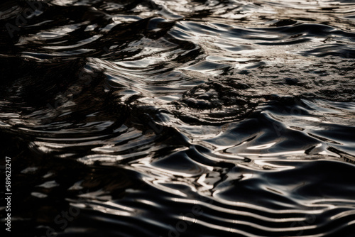 High-Contrast Photograph of Rippled, Reflective Water Surface