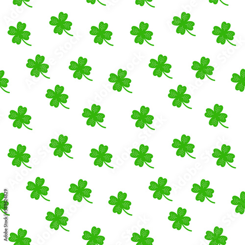 Seamless four leaf clover vector pattern 
